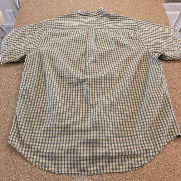 Vintage Polo Ralph Lauren Men's XL Yellow & Navy Button Down Short Sleeve Shirt - Picture 5 of 7